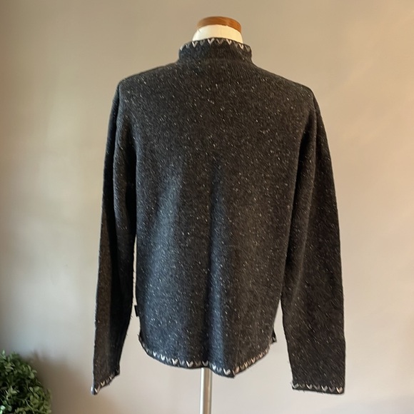 VTG WOOLRICH women’s mock 1/4 zip wool blend black fleck sweater size large - Picture 3 of 12